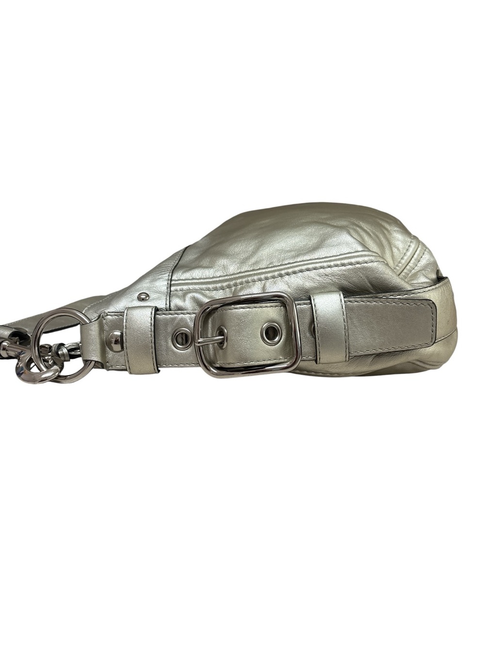 Y2K Coach Metallic Silver Leather Zoe Hobo Bag - Picture 11 of 13